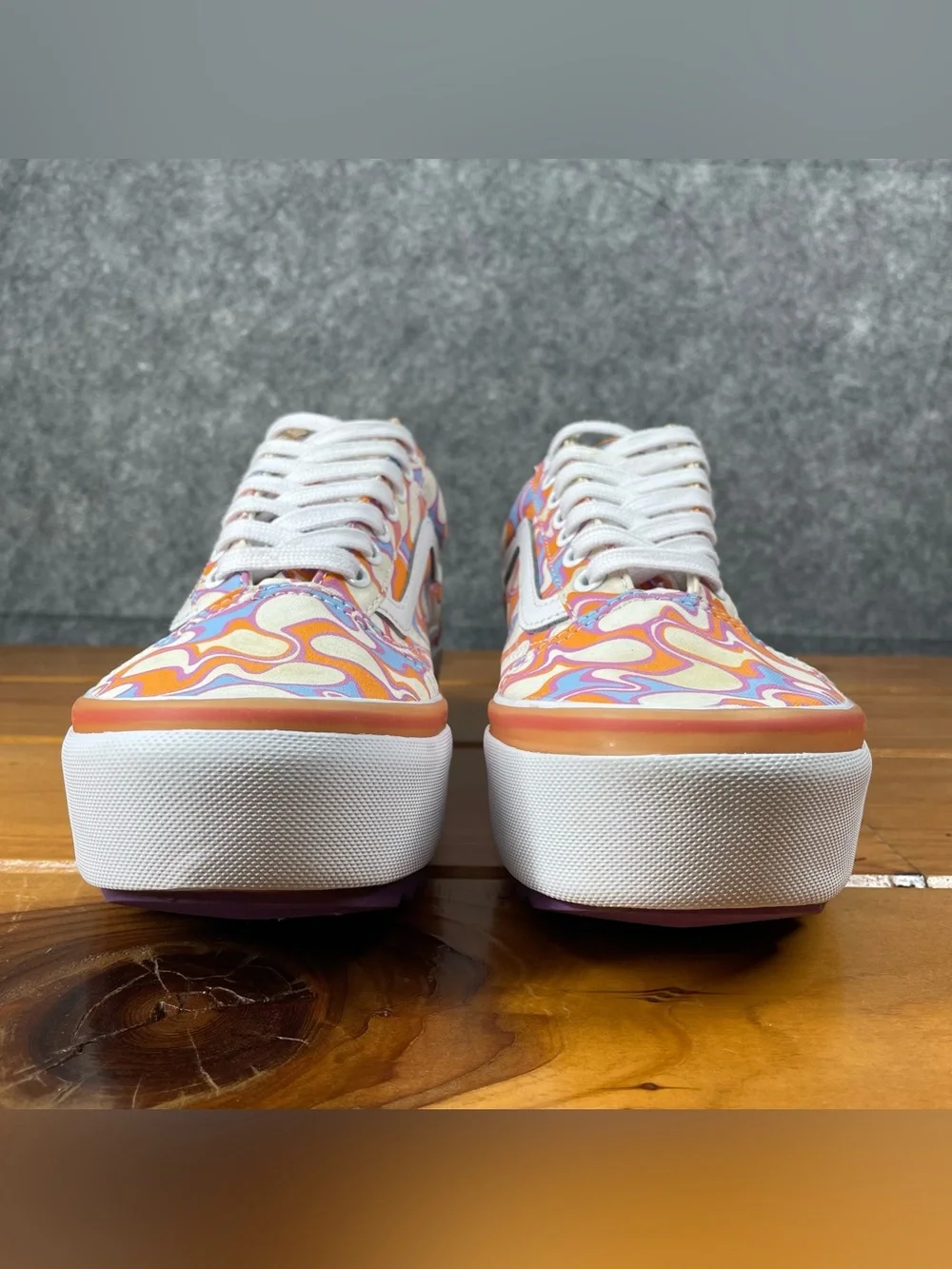 Vans Old Skool Stacked Womens Size 8 / Men 6.5 UV Ink Peace Platform Psychedelic